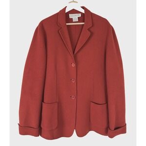 Jones New York Red Wool Blend Coat Women's Size 16 Button Front Classic Jacket